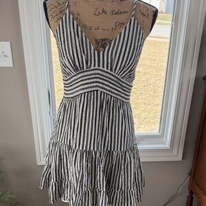 American Eagle Outfitters Black and White Striped Mini Dress
